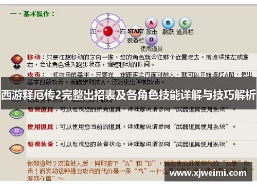 西游释厄传2完整出招表及各角色技能详解与技巧解析